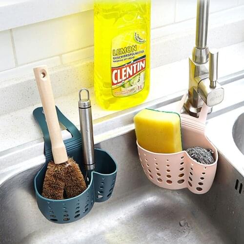 Portable Kitchen Sink Filter Strainer Drain Drainer Basket Suction Cup Sponge Holder Storage Rack