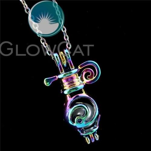 R-C291 Rainbow Colors Bottle Design Beads Cage Pendant Perfume Diffuser Aromatherapy Pearl Cage Locket Necklace