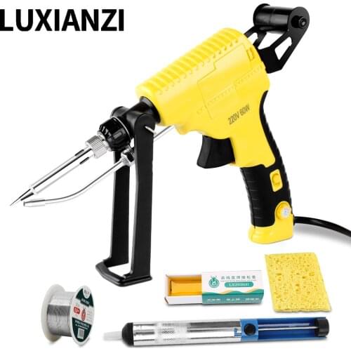 LUXIANZI New Hand-held Electric Soldering Iron 220V 60W Internal Heating Automatically Send Tin Soldering Gun Welding Tool Set