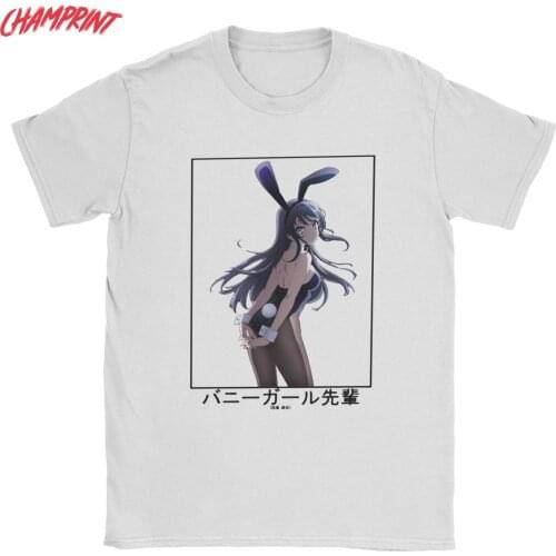 Bunny Girl Senpai Mai Sakurajima T Shirt Men Pure Cotton Awesome T-Shirts Round Collar Anime Tees Short Sleeve Clothes Plus Size
