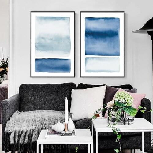 Blue-White Pictures Freshen Canvas Painting Gifts Crafts Wall Art Canvas Poster Minimalist Print for Living Room Deskroom Decor