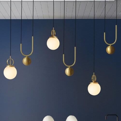 Nordic Modern LED Pendant Lights for Dining Room Restaurant Light Simple Bedroom Hanglamp Glass Ball Hanging LED Lamps Fixtures