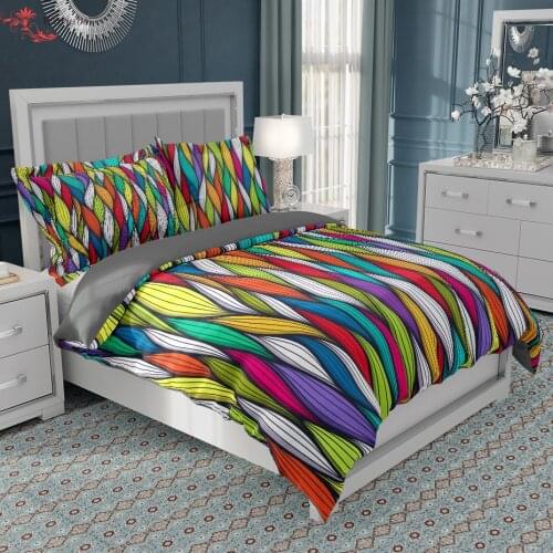 Nordic 3D Wave Double Queen King Bedding Sets Colorful Quilt/Comforter Cover Soft Luxury 2 People 240*220 Duvet Cover For Couple