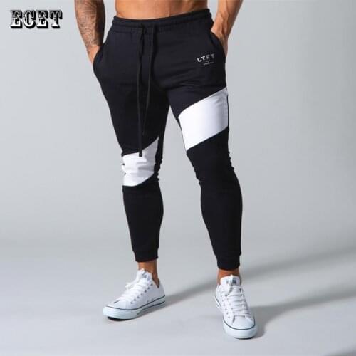 Stitching cotton mens casual pants streetwear fashion mens trousers joggers gym fitness exercise sweatpants