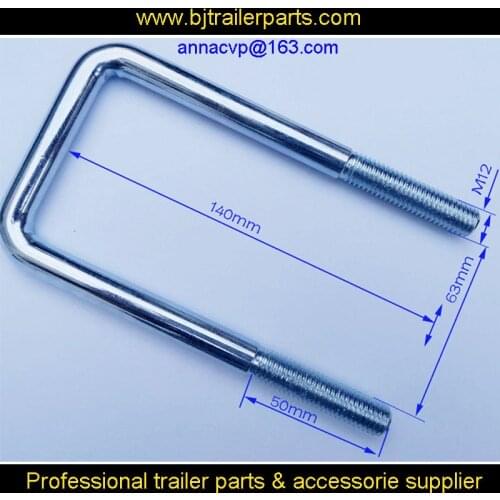 U bolt M12 x 63 x 140mm, trailer axle U bolt, trailer leaf spring clamp, zinc plated, Truck Trailer Ute trailer parts