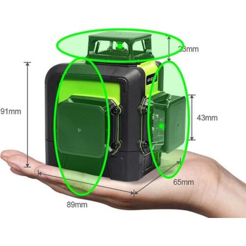 3D Laser Level 12 lines US/EU Plug Self-Leveling 360 Horizontal Vertical Green Laser Beam Line Rechargeable Battery Pulse Mode