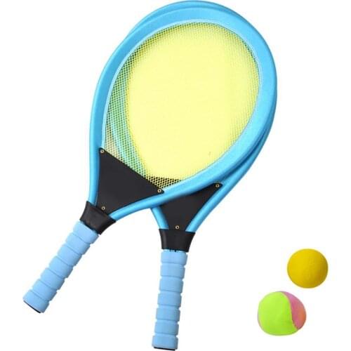 1 Pair Kids Children Tennis Racket Outdoor Sport Safe Non-slip Tennis Racket Play Game Toy with 2 Balls Tennis Accessories
