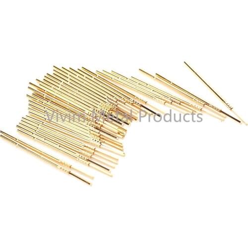 100PCS Brass Gold Plated Spring Test Probe ReceptacleTube RL75-4W Length 38.2mm Rectangular Gear Head Dia 1.32mm Electrical Tool