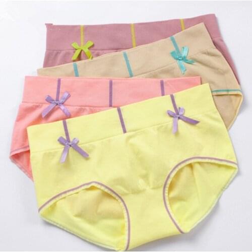 4PCS Good qualit Gril Seamless elastic soft breathable Briefs Women Underwear Panties for Women Cute bowknot Briefs AB010