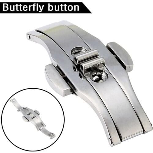 Automatic Double Click Butterfly Buckle Watch 18mm 21mm 23mm Stainless Steel Material Push Button Fold Deployment Clasp Buckle