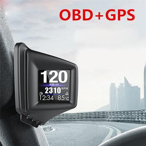 Car HUD Head Up Display OBD GPS Dual System Smart Gauge LCD Code Table On-board Computer