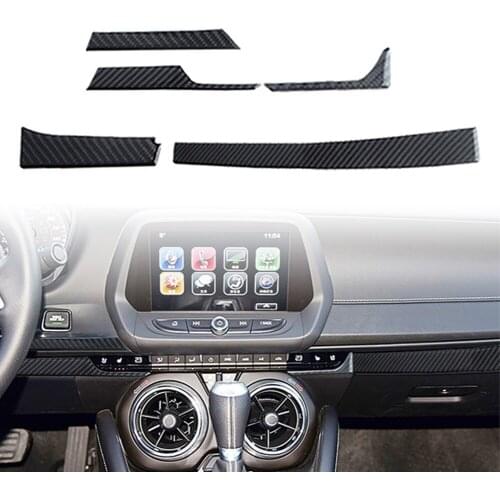 Car Sticker Interior Center Console Cover Trim 5Pcs/Set For Chevrolet Camaro 2016 2017 2018 2019 2020 Carbon Fiber