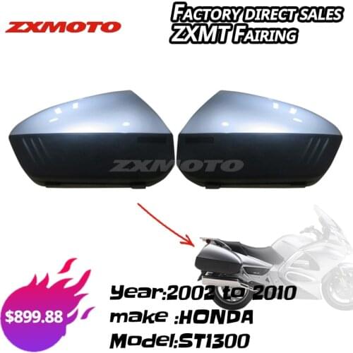 ZXMOTO Motorcycle Saddlebag Luggage Trunk Side Case Boxes Side Bag For 2002 to 2010 Honda ST1300 Left And Right Gloss Silver