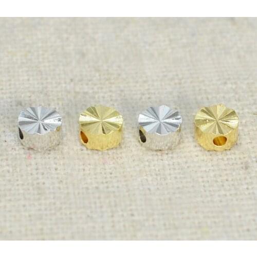 50 PCS 5x2.5mm Rhodium Gold Beads Metal Brass Round Flat Bead DIY Handmade Accessories For Jewelry Making