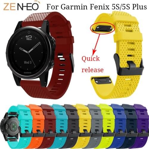 Quick Release Silicone Watchband for Garmin Fenix 5S Easy Fit Wrist Strap Replacement for Garmin Fenix 5S /5S Plus Watch Band
