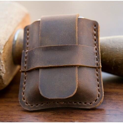 Cowhide Leather Lighter Cover Man Cigarette Lighter Pocket Bag Lighter Cover For Zippo Ordinary Plane Kerosene Machine YJ603