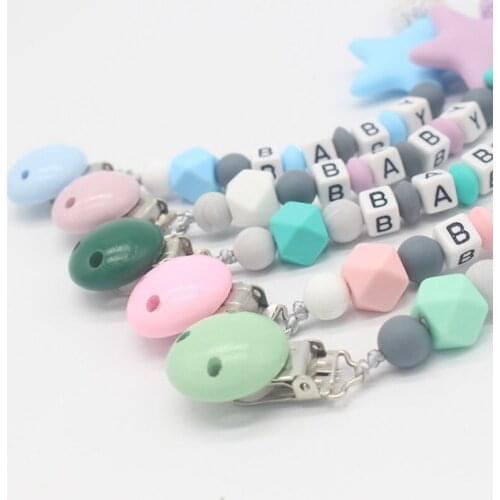 1Pc Baby Pacifier Clip Colorful Pacifier Chain With Silicone Beads For Infnat Kids Teething Soother Chew Toy Dummy Nipple Clips