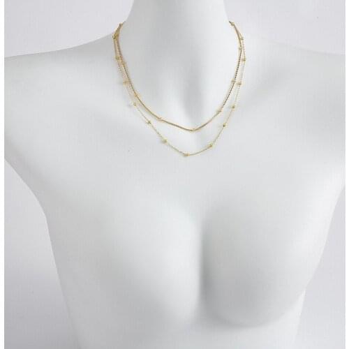 Double Layer Bead Chain Necklace Stainless Steel Together ball Choker Chain as Mothers Day Gift