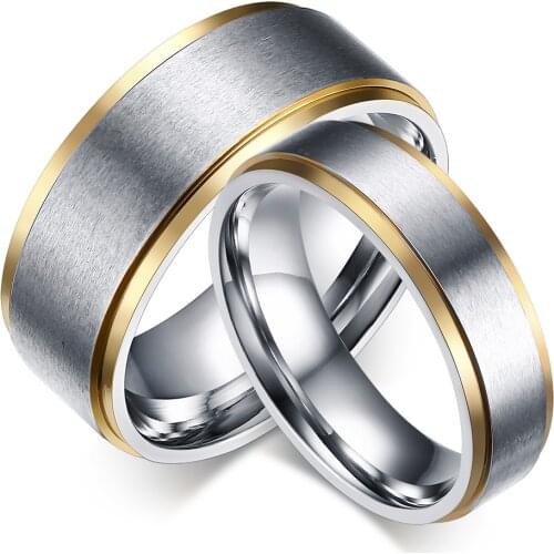 Elegant Customize Couple Rings for Women Men 6mm/8mm Wedding Bands Jewelry Stainless Steel Lovers Gift R00090