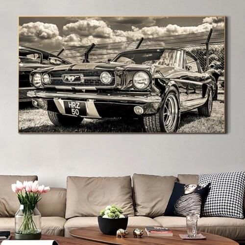 Ford Mustang Classic Car Retro Vintage Luxury Canvas Painting Posters and Prints Wall Art Picture Living Room Home Decor Cuadros