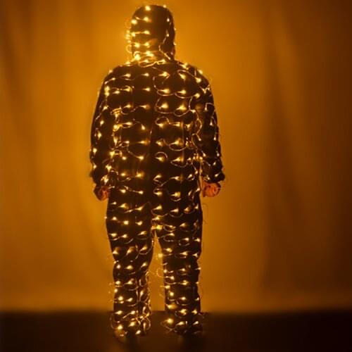 LED light costume spider man flash electro-optical dance party fluorescent nightclub bar performance clothing