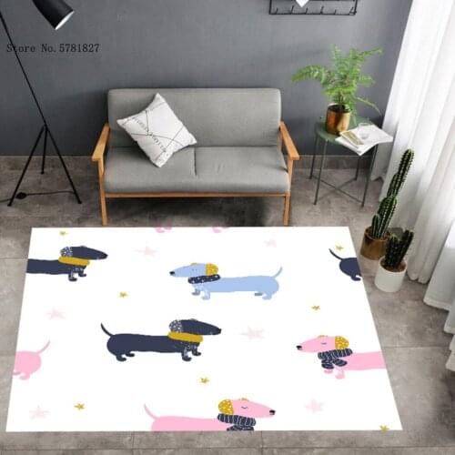 Pet Dog Carpet 3D Print Animal Cartoon Rug For Bedroom Floor Carpet Dachshund Sausage Dog Baby Play Floor Rug For Bedroom Carpet