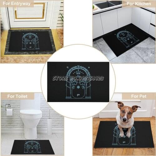 Dwarven Moon Gate-Blue Doormat Printed Carpet Entrance Bathroom/Living Room/Bedroom Floor Mat Lotr Speak Enter Friend Magic Fant
