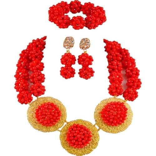 Opaque Red African Beads Jewelry Set SPH