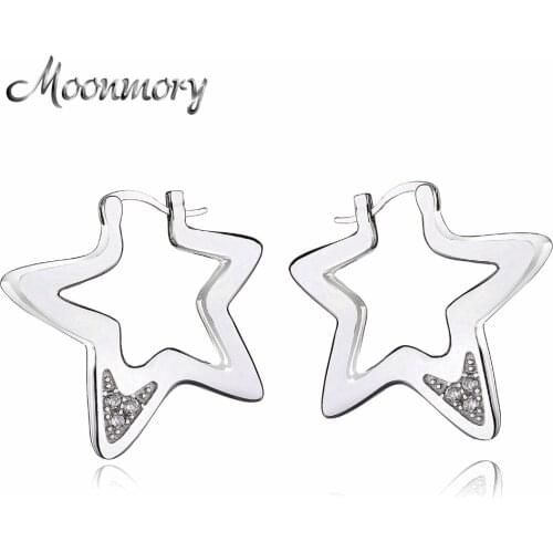 Moonmory Fashion 925 Sterling Silver Sparkling CZ Exquisite Stackable Star Stud Earring Party Gift Wholesale For Women Jewelry