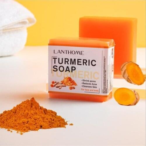 Turmeric Soap Herbal Natural Scrub Cleaning Nourishing Oil-Control Whitening Acne Treatment Mite Removal Face Soap Skin Care