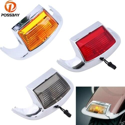 POSSBAY Motorcycle Front Fender Tip LED Light for Harley Davidson Touring 1997-2013 Fender Mudguard Light Decorative Lights