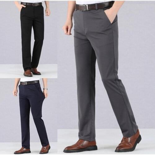 New Slim High Stretch Mens Casual Pants 2021 Summer Classic Solid Color Business Casual Wear Formal Suit Pants Dropshipping