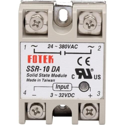 5pcs/lo't SSR-10DA 10A Single-phase Solid State Relay Module input 3-32VDC output 24-380VAC