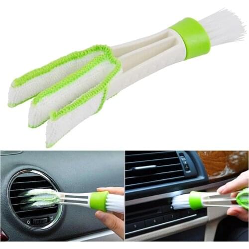 Portable Durable 2 In 1 Car Air Conditioner Vent Slit Cleaner Brush Instrumentation Dusting Blinds Keyboard Cleaning Brush