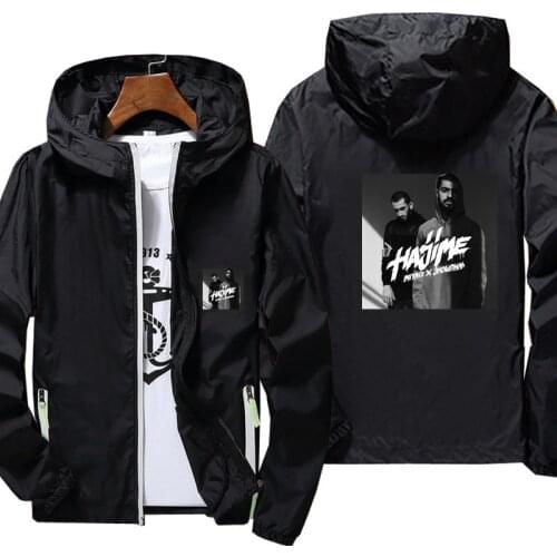 Casual Hajime Miyagi Andy print Jacket reflective zipper Windbreaker waterproof Jackets men street Hooded thin Coats