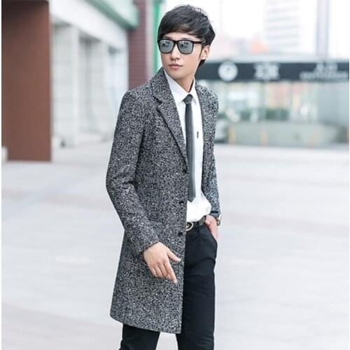 Casual woolen coat men Middle length trench coats long sleeves overcoat mens cashmere coat casaco masculino inverno england