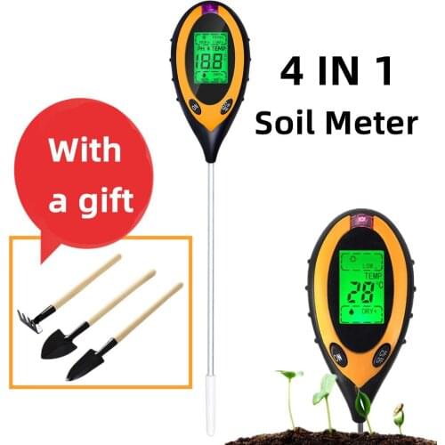 Soil Tester 4 in 1 PH Moisture Temp Sunlight Testers Meter Soil Moisture Monitor Acidity Measure Tool For Garden Plant 50% OFF