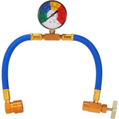 R134A Car AC Refrigerant Charge Hose Kit Recharge Hose with Gauge Air Conditioning Pipe Refrigerant Addition Tube