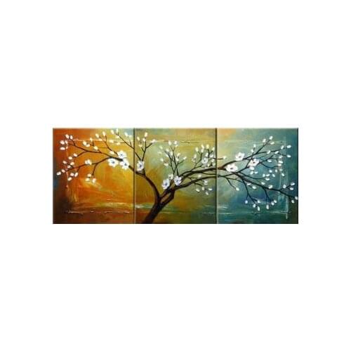 Hand Painted Blooming Cherry Tree-Modern Canvas Art Wall Decor-Floral Oil Painting for Bedrooms