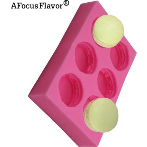 1 Pc 6 Hole Hamburger Silicone Mold 3d Macaron Soap Form Mold Cake Decoration Chocolate Stencil Biscuit Baking mold for soap