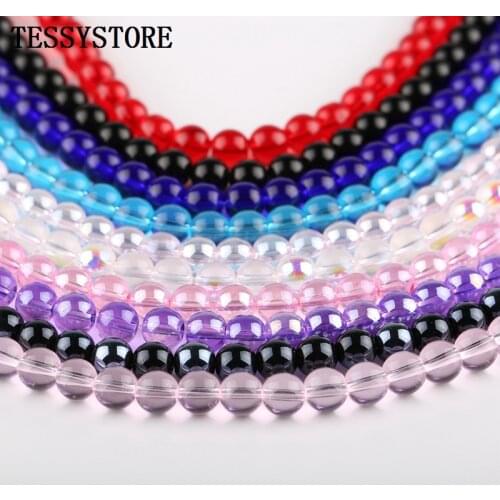 8mm Natural Color Smooth Surface Crystal Beads Loose Spacer Round Glass Beads For Jewelry Making Bracelet Accessories