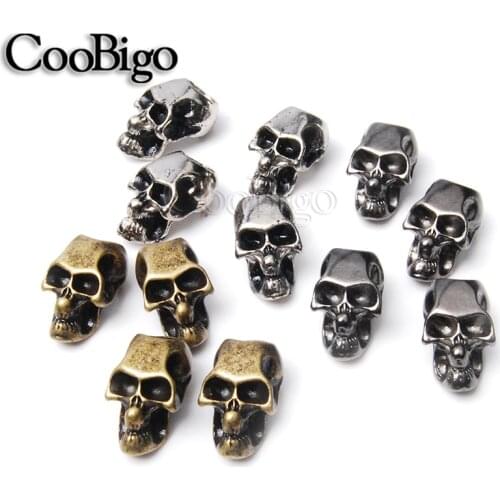 10pcs Pick Color Metal Charm Skull Beads Paracord Knife Lanyards Zipper Pull Molle Tactical Backpack Rope Travel Kits