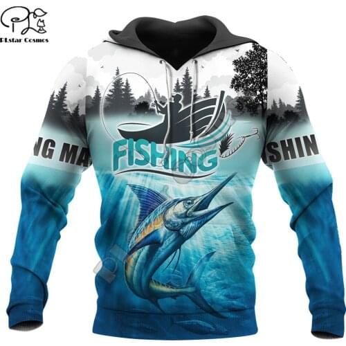 PLstar Cosmos Marlin Fishing Outdoor Fashion Mens/Women Sweatshirt Animal 3D Print Hoodies Harajuku Zipper Hooded Casual A4