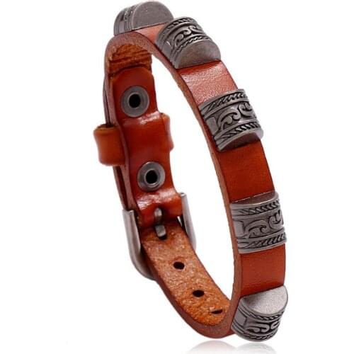 Vintage Fashion Genuine Leather Bracelet Casual Sea Wave Surf Charm Wristbands for Men Women Retro Punk Wrap Bangle Belt Jewelry
