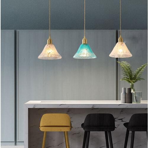 Stained Glass Pendant Lights Nordic Restaurant Kitchen Bar Hanging Lamp Bedroom Living Room Interior Lighting Decoration Lamps