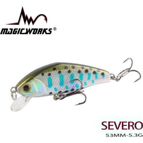 MAGIC WORKS Mini Sinking Minnow Wobbler Fishing Lure 53mm 5.3g Trout Bass Artificial Plastic Hard Bait Crankbait Fishing Tackle