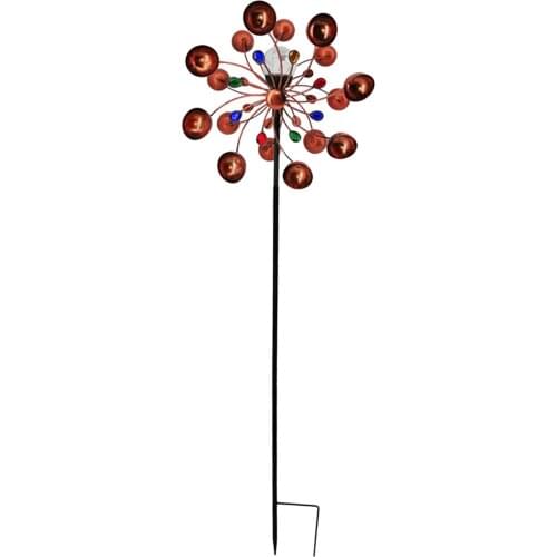Iron Art Craft Outdoor Wind Spinner Solar LED Lights Windmill for Outdoor Yard Lawn Garden Decoration