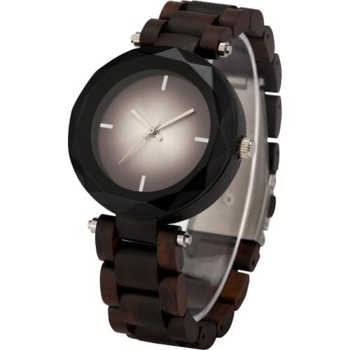 2020 Simple Wood Women Watches Ladies Bright Black Dial Quartz Wristwatch Full Wooden Bracelet Female Watch Gift Box Reloj Mujer