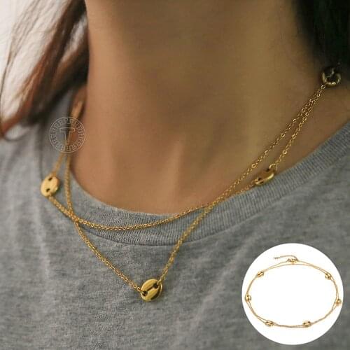 Womens Coffee Bean Necklace Gold Color Marina Satellite Link Chain Stainless Steel Fashion Jewelry Wholesale Dropshipping LDN279