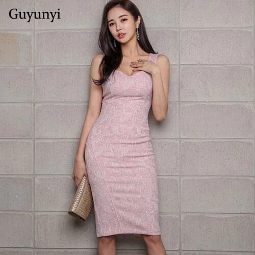Sleeveless Small Sexy Floral Pencil Dress 2019 Summer Youth Simple Korean Version Of self-cultivation Elegant Office Dress Women